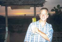 Taking a drink with a friend in Canoa