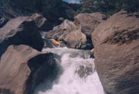 heading down some of the paddleable sections on the Verde Chico