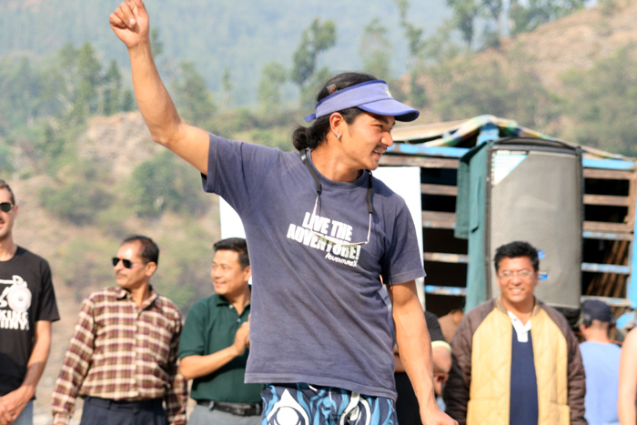 Maila on his way to collect 1st prize in the Nepali Mens competition