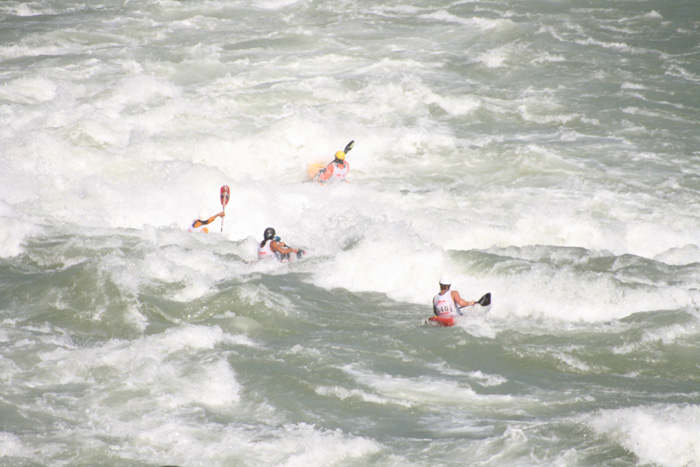 The boys in the action on Upset Rapid during the down river race